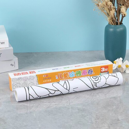 English Version Children's Doodle Canvas Early Education Brain-Teasing Coloring Thick Drawing Paper Non-Sticky Adhesive Wall Long Roll Backed Canvas