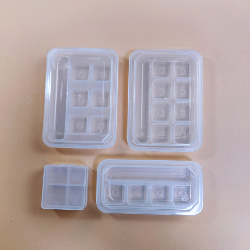 Stainless Steel Ice Cube Storage Box Ice Cube Mold Transparent Plastic Pp Box with Lid Ice Cube Storage Empty Box Ice Tray