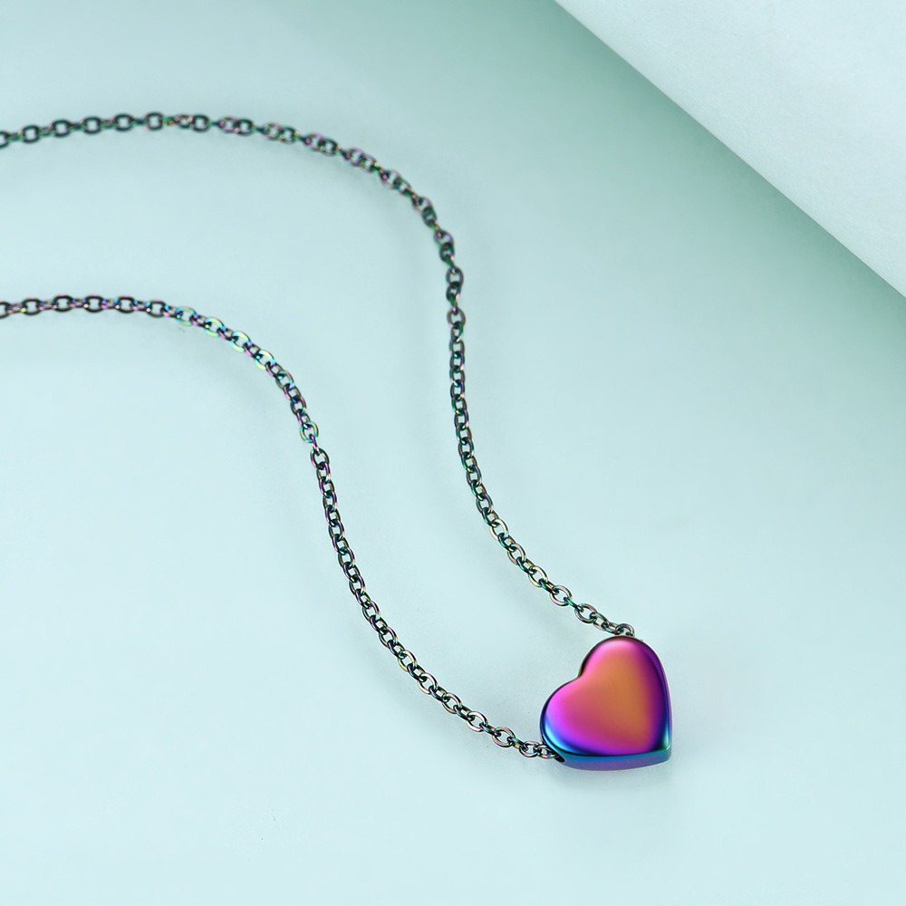 Letter, Heart Shape Pattern Sweet Letter Heart Shape Titanium Steel Necklace 1 Piece