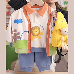 【嘟嘟家批發】嘟嘟家男童套裝春季polo領兩件套春秋寶寶童裝潮