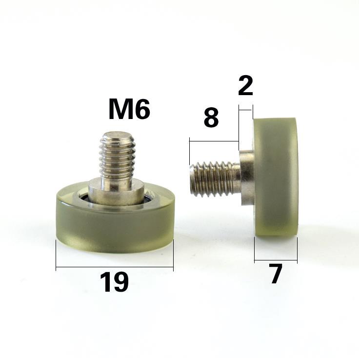 M6螺纹螺丝Pu聚氨酯软胶弹性静音滚动抽屉滚轮