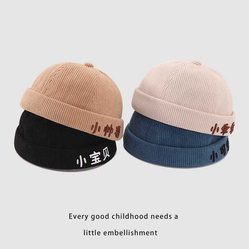 Sombreros de niños otoño y invierno 2024 nueva moda personalidad universal de terciopelo para bebés masculinos sin sombrero