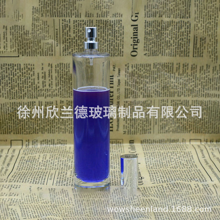 供应现货100ML整套香水瓶，盖子喷头中套，透明玻璃瓶