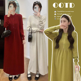 Breastfeeding clothes go out in autumn and winter hot mom 2024 new sweater base feeding dress winter clothes postpartum slimming