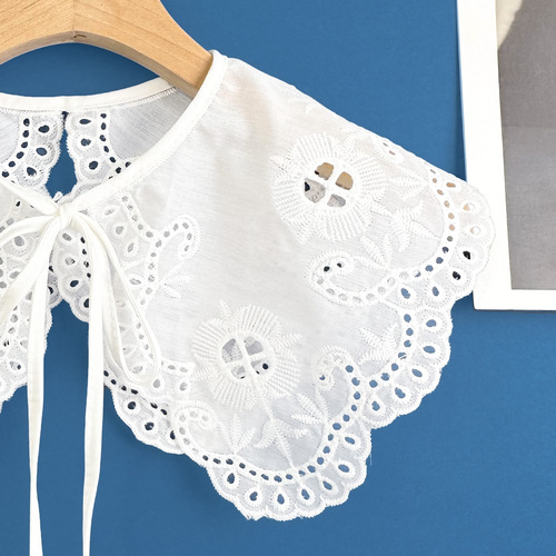 New water-soluble cotton embroidered fake collar, versatile women's model, hollow cloud shoulder collar, hot-selling e-commerce model