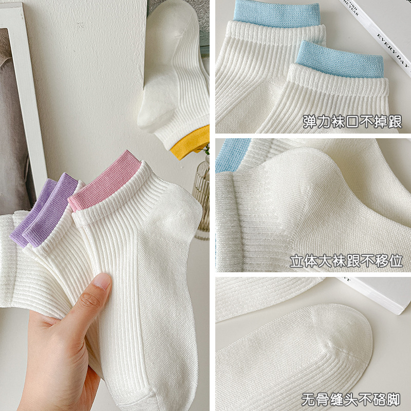Calcetines de algodón para mujer calcetines de primavera y verano calcetines de tobillo finos de verano calcetines cortos de algodón de malla para mujer calcetines de mujer Zhuji