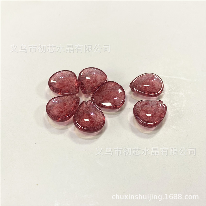 捷克琉璃花瓣仿原石随机絮絮草莓晶琉璃树叶DIY饰品配件古风材料|ms
