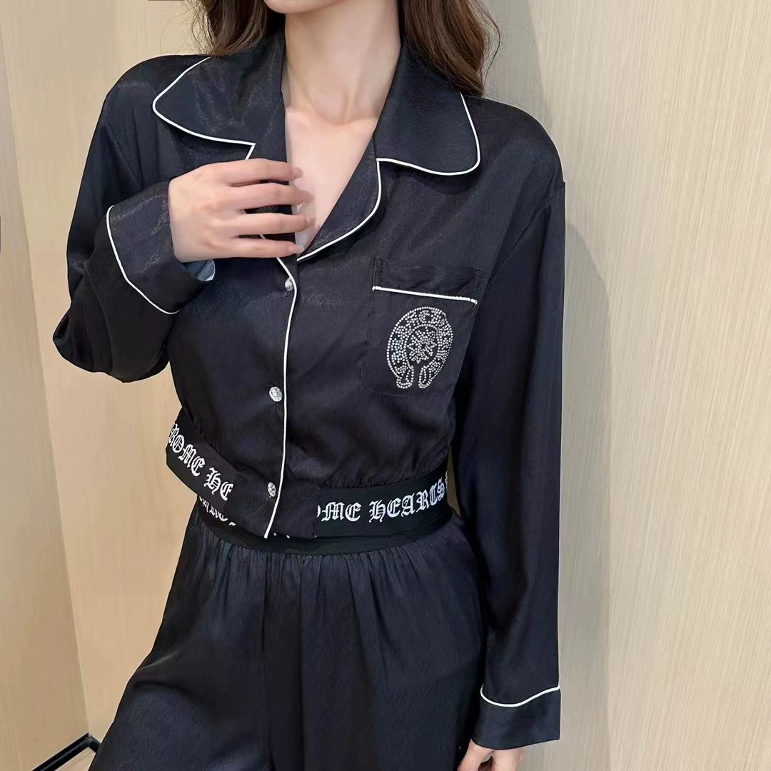 Модный шелковый осенний пижама, длинный рукав, брюки, простой и элегантный дизайн, яркий эффектный стиль, стиль высокого качества, светлая роскошь