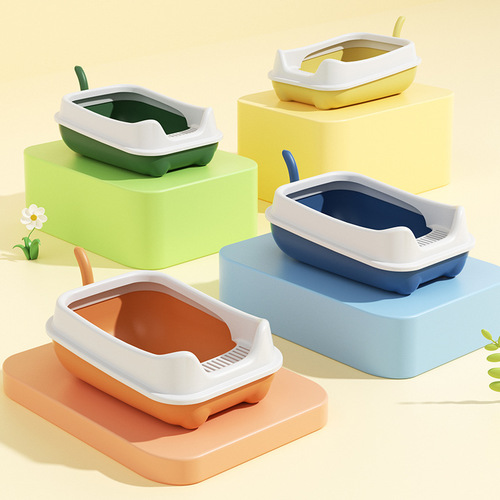 Cat litter box extra large semi-enclosed anti-splash cat litter box open cat litter box PP extra large cat toilet wholesale