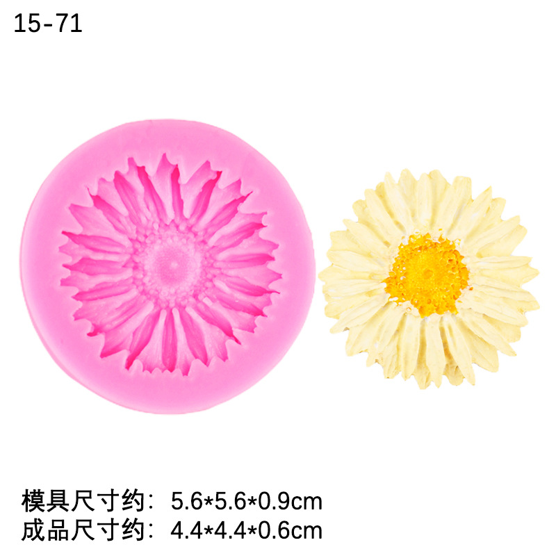 Xiangri Gui Daisy Molde de silicona Molde de pellizco de epoxi Tamaño de la flor Torta en forma de chocolate Decoración fondant