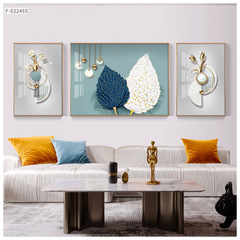 Modern Minimalist Living Room Decorative Painting Sofa Background Wall Hanging Art Japanese Feather Triple Light Luxury Crystal Diamond Inlaid Wall Art