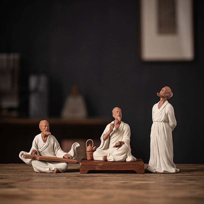 Керамическая историческая фигура, украшение чайной святой Лу Ю, колокол китайского стиля, чайная гостиная, украшение в китайском стиле