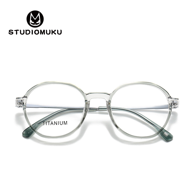 STUDIOMUKU gafas frescas de madera marco redondo gafas ovaladas marco decorativo gafas de titanio puro marco