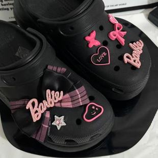 Popular Croc Shoes DIY Accessories Sweet and Spicy Y2K Bow Barbie Pink Decorative Accessories Removable Shoe Buckles