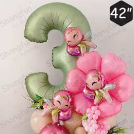 42寸尼龙美版金属橄榄绿色大数字生日派对装饰精装铝膜气球