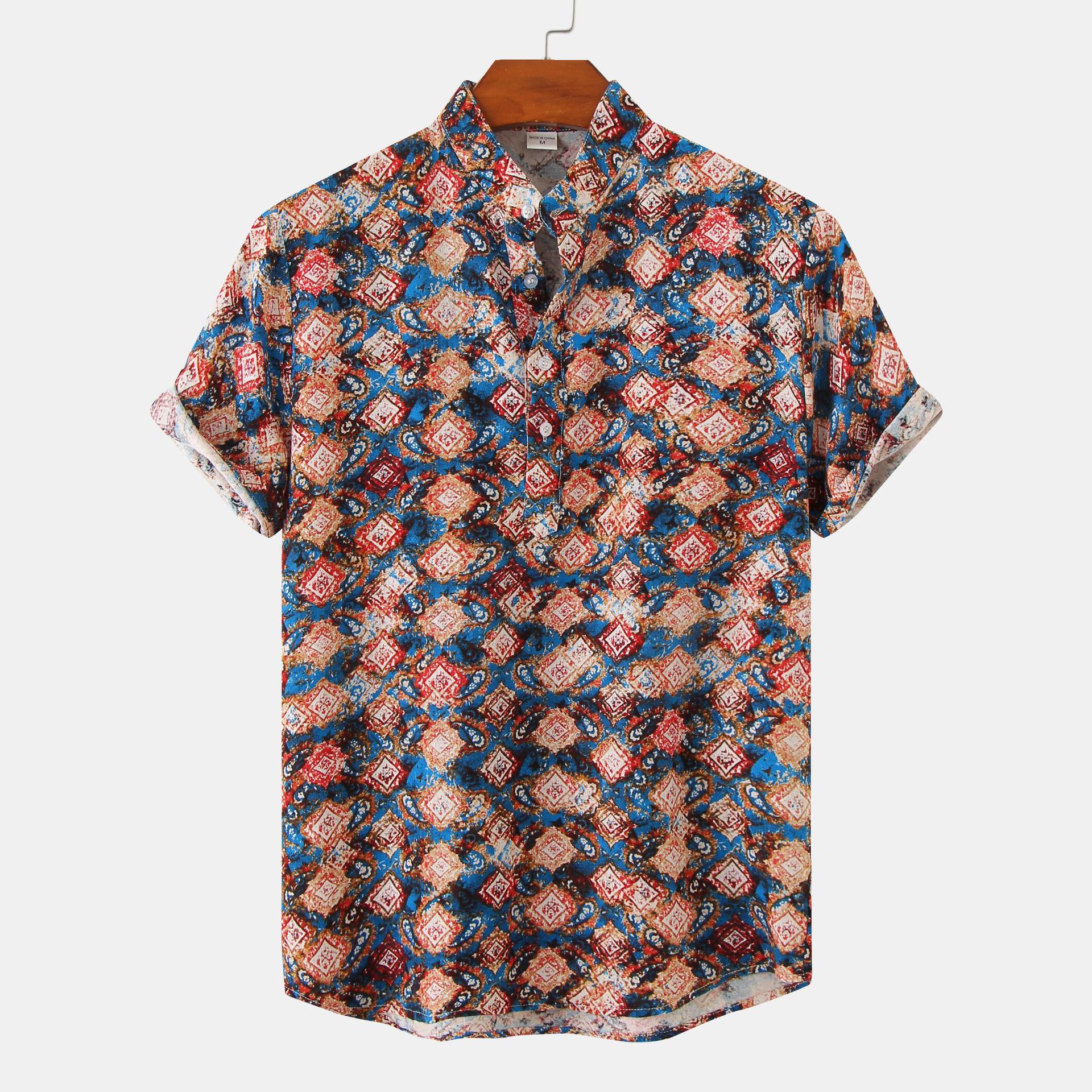 2018 verano nuevo comercio exterior patrón playa camisa de manga corta transfronteriza europea y americana tamaño verano camuflaje impreso camisa para hombres