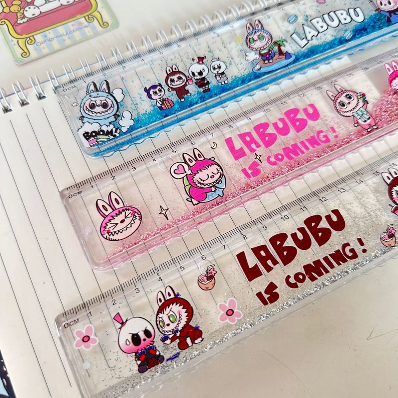 クロスボーダー LABUBU 漫画流砂定規 20 センチメートル学生定規セットラブブ定規試験波線供給|undefined