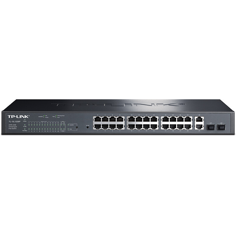 普联（TP-LINK）SL1226P 24口百兆POE交换机 2千兆口 2千兆光纤口