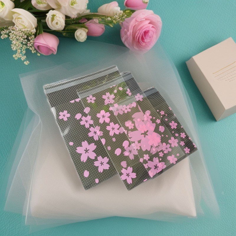 烘焙透明樱花包装袋试用装饼干袋自粘手工皂袋糖果月饼opp