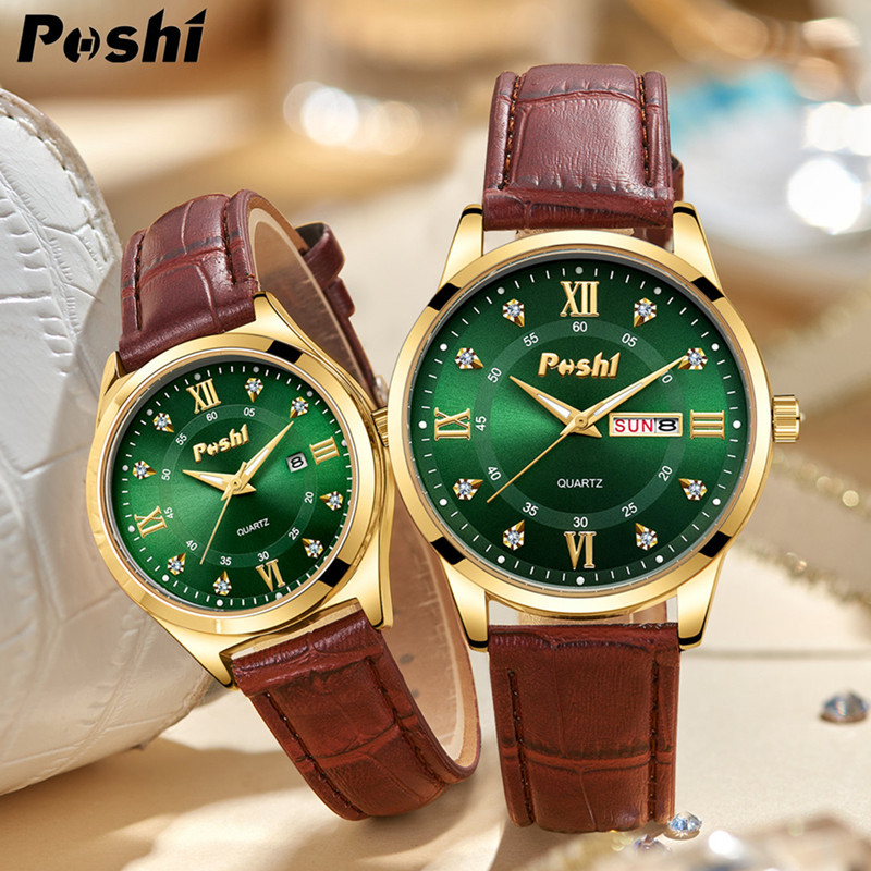 POSHI marca impermeable luminoso nuevo reloj de hombre correa de pareja reloj de cuarzo reloj de mujer de moda