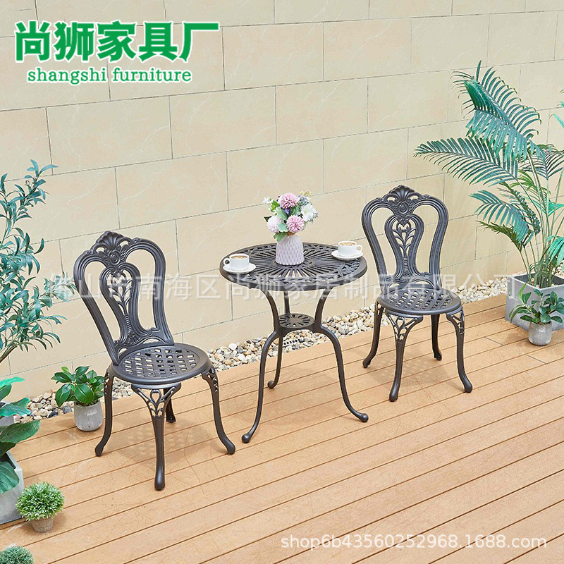 Outdoor Courtyard Table Villa Chair Outdoor Balcony Simple Leisure Garden Table Bench External Cast Aluminum Table and Chair Combination