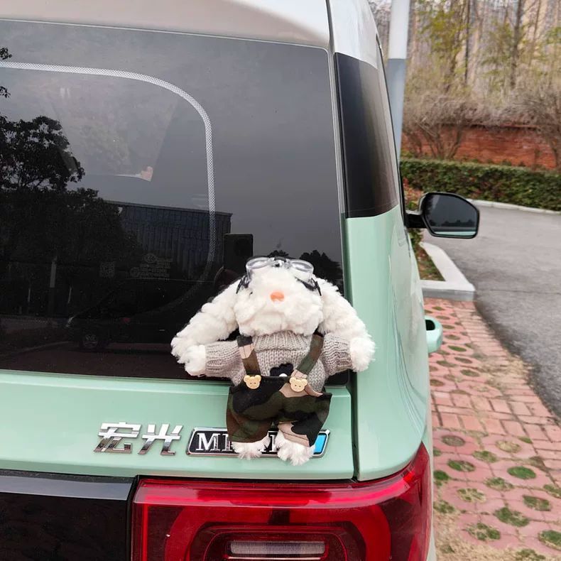 Car-mounted lop-eared rabbit car trunk decoration ornament, electric car rear seat toy, car exterior tail doll pendant