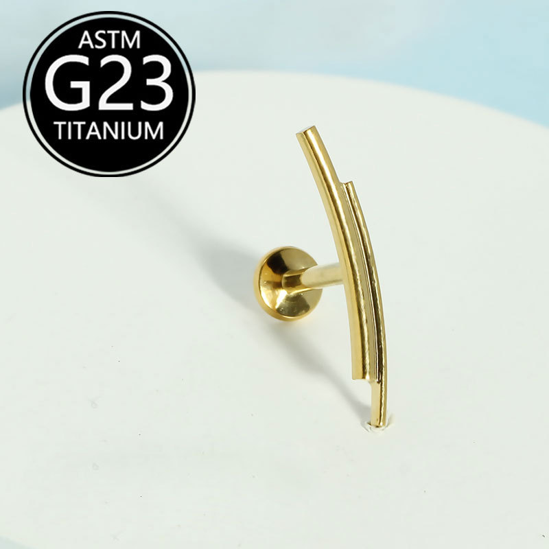 F136 Titanium Alloy Internally Threaded Flat Bottom Lip Piercing Stud - Length 6-10mm G23 Titanium Earring detail image 8