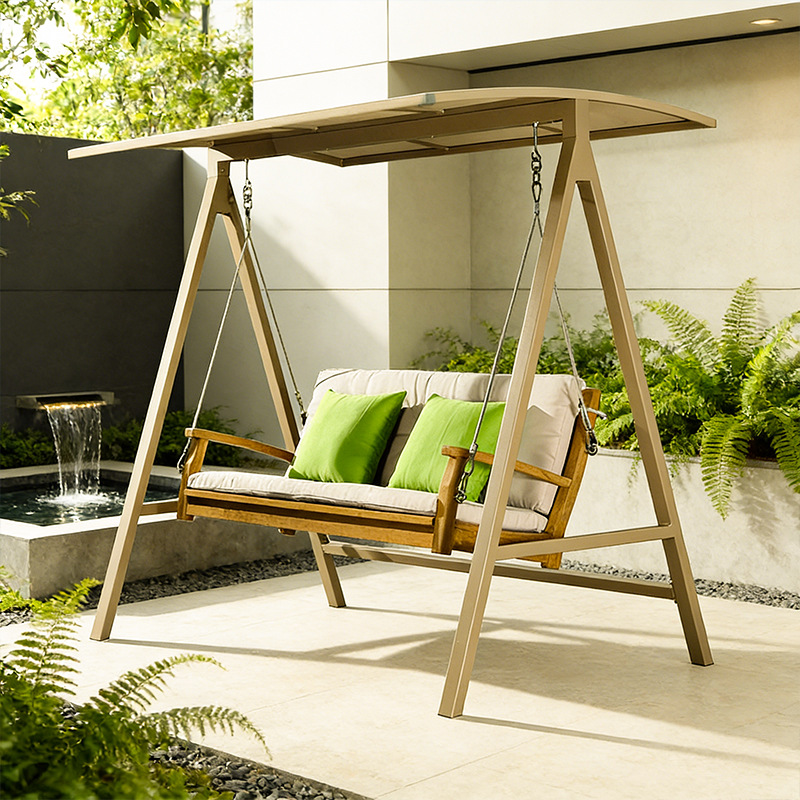 Swing al aire libre patio terraza villa de aluminio jardín impermeable sala de sol residencial al aire libre sillón doble