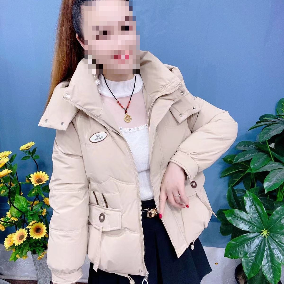 羽绒服冬季新款美拉德时尚小个子连帽洋气宽松羽绒棉女