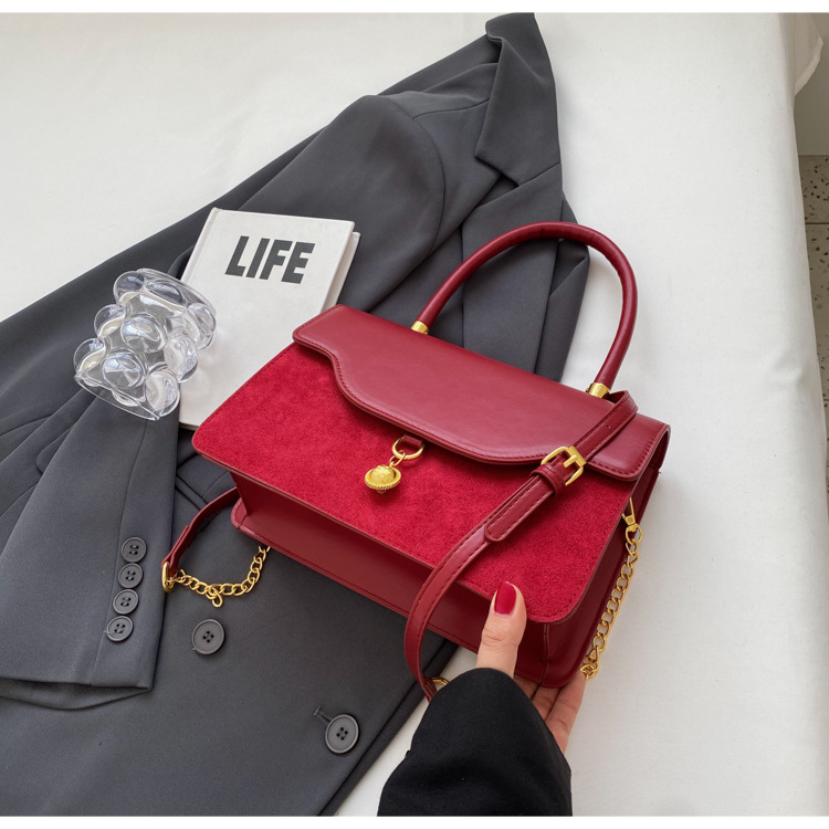 Borsa a tracolla in velluto rosso retro piccola borsa a mano sposa_voghion.com