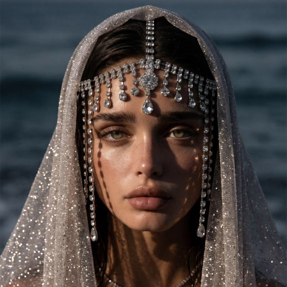 New tassel hair chain, fashionable ethnic-style rhinestone hair accessory, versatile and stylish headwear for women