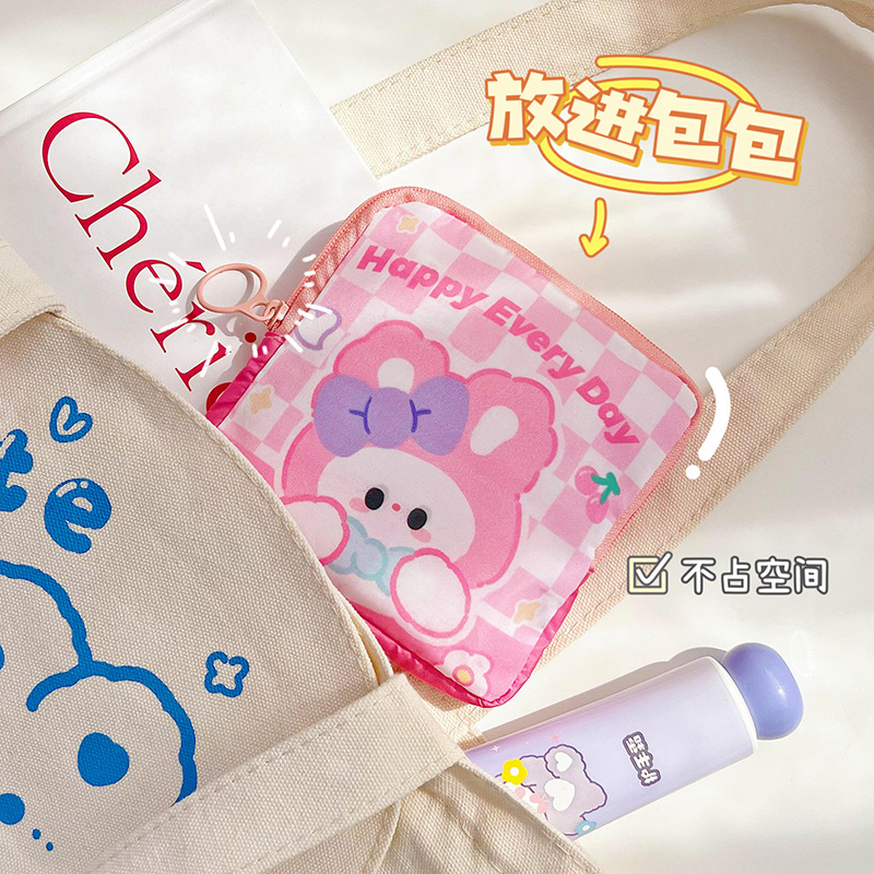 Dibujos animados de gran capacidad tía toalla bolsa de almacenamiento chica portátil tía bolsa mensual Linda servilleta sanitaria bolsa de almacenamiento monedero