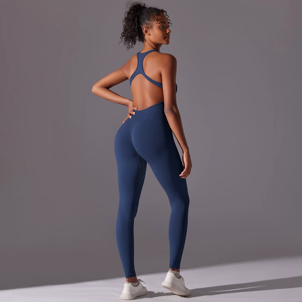 6655 long trousers connecting clothes-Deep Blue