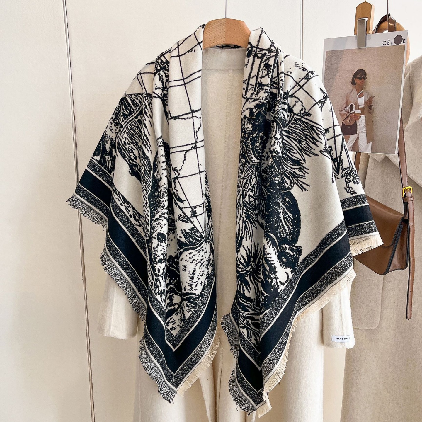 2024 moda bufandas de otoño y invierno bufandas de doble cara imitación de cachemira gruesa abrigo de viaje exterior de decoración chal