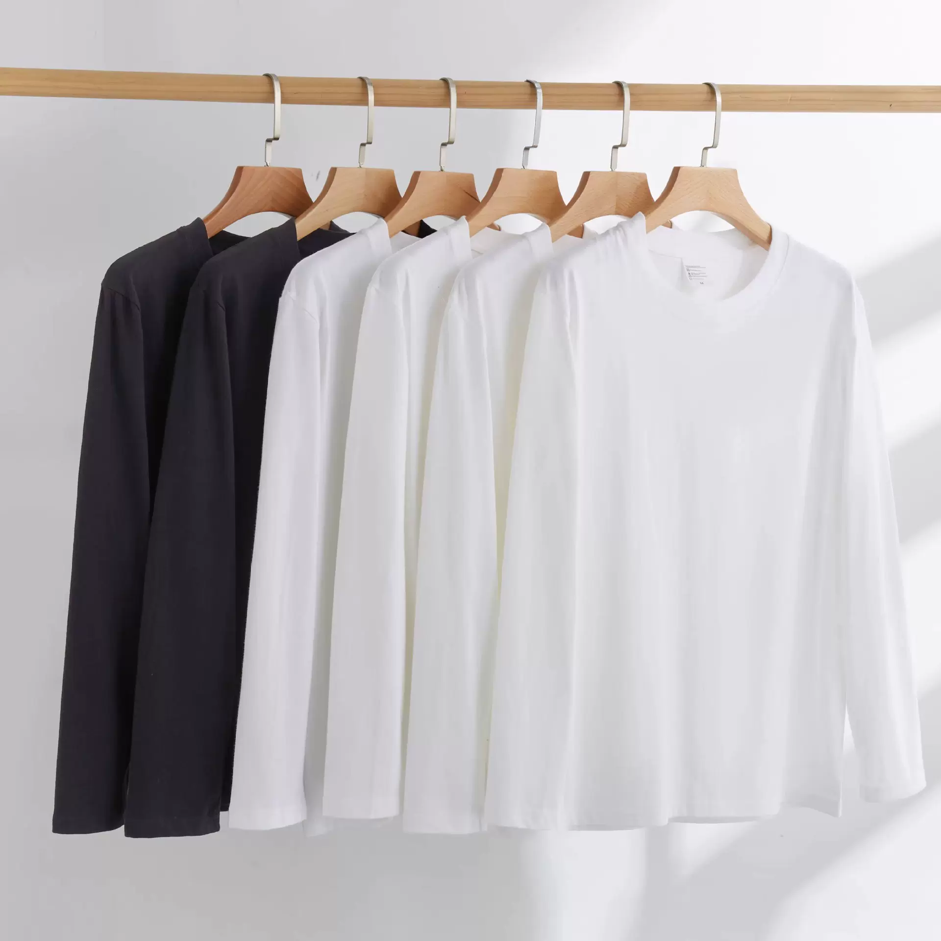 230克纯棉长袖t恤重磅宽松男款内搭纯色棉质打底衫圆领潮内搭上衣