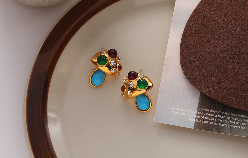 Fashion Mushroom Copper Plating Inlay Rhinestones Ear Studs 1 Pair