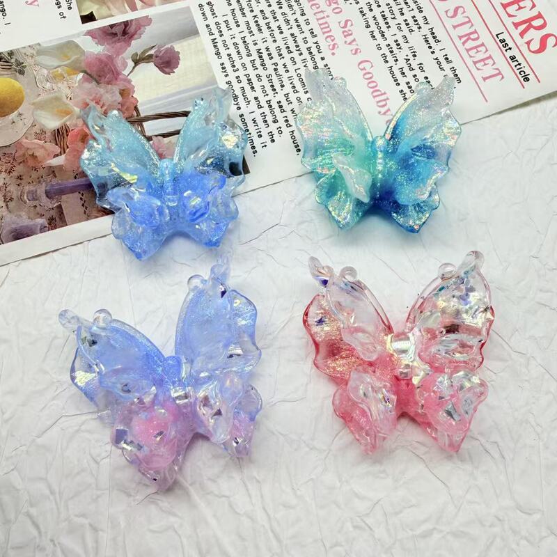 【Sparkling Ice Butterfly】35Mm Double-Layer Butterfly Aurora Firefly Night Glow Fine Glitter Butterfly Accessories