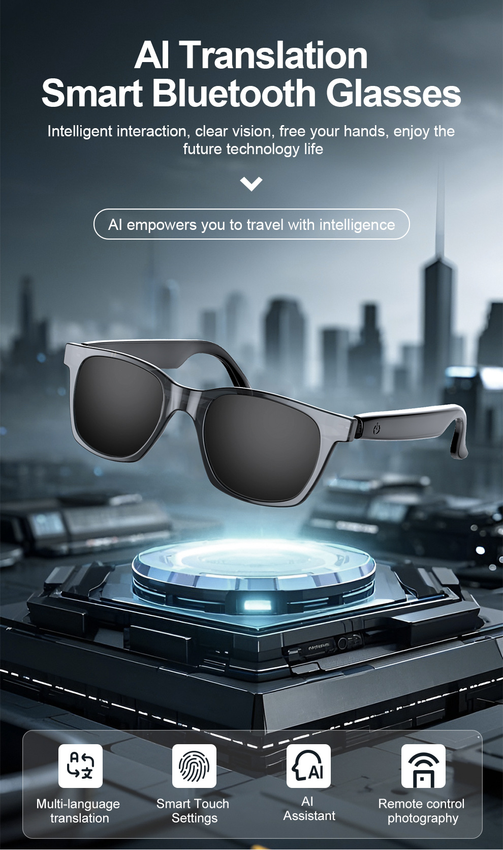 Multi-functional Smart Glasses For Driving, Navigation, Music, Calls, AI Translation_voghion.com