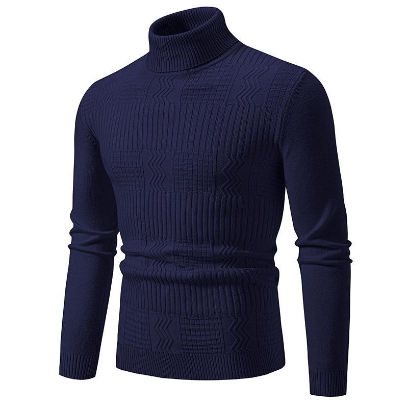 Men's High Neck Knit Sweater – Slim Fit Thermal Pullover For Layering Essentials_viptrois.com
