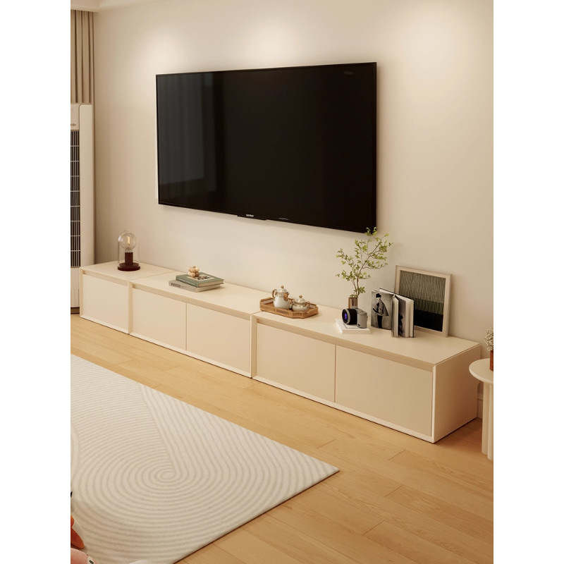 Gabinete de televisión sala de estar doméstica 2025 nuevo tipo de casa pequeña crema viento suelo almacenamiento armario de almacenamiento en un gabinete de televisión