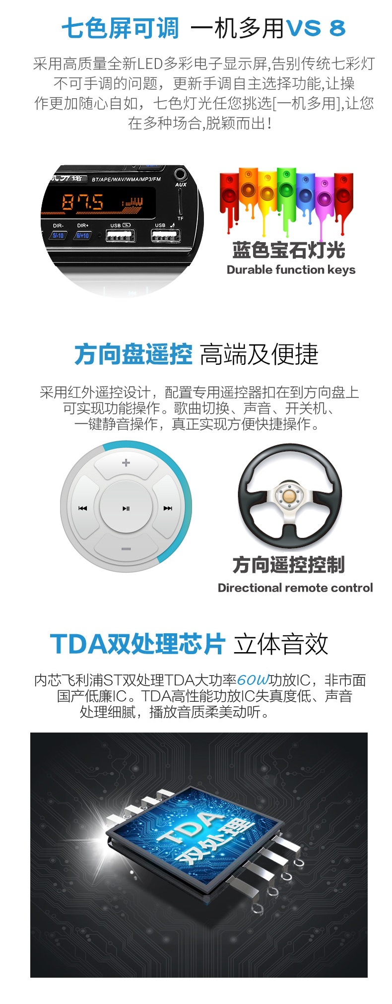 Universal 12V/24V Car Radio Audio Head Unit Bluetooth MP3 Player for Wuling Trucks and Cars CD Player