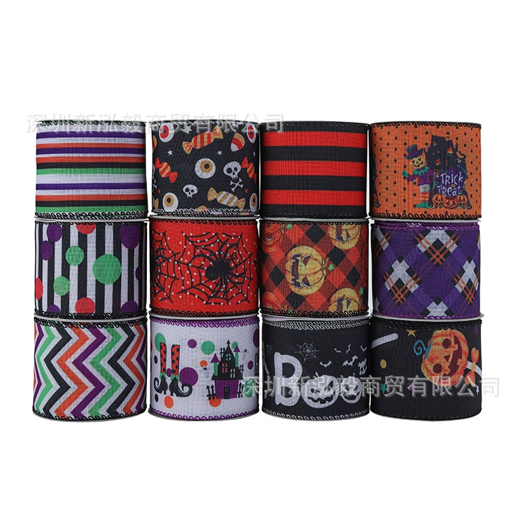 Хэллоуин Тыква оранжевая лента фестиваль призраков аксессуары для паутины копия железная проволока край ленты фестиваль призраков упаковочная лента