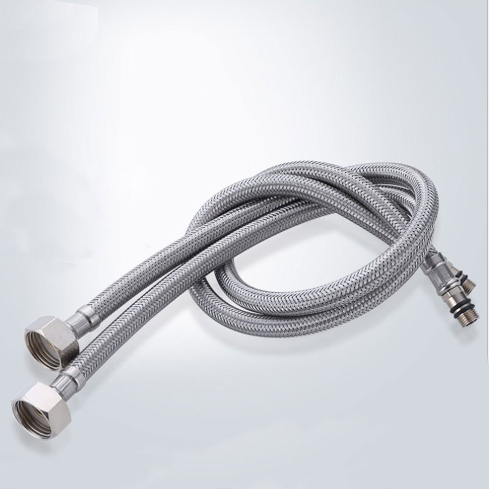 Cold and hot braided faucet basin sink basin soft tube single head stainless steel water inlet pipe