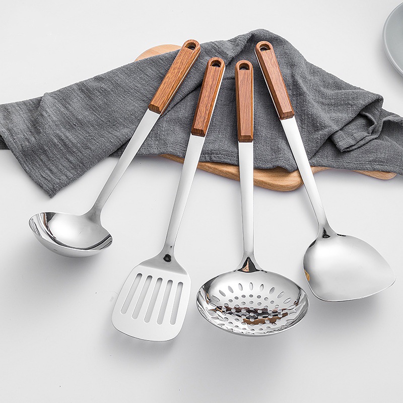 Espátula de acero inoxidable, cuchara de cocina, fideos de cocina, espátula para freír, espátula para el hogar, colador, juego de cuchara para sopa