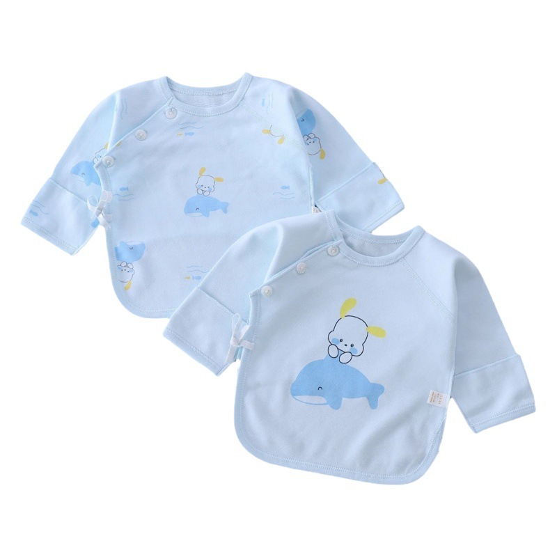 Recién nacido de algodón cómodo bebé monje ropa cuatro estaciones 0-3 meses y una media espalda ropa bebé anti-pañal dos piezas