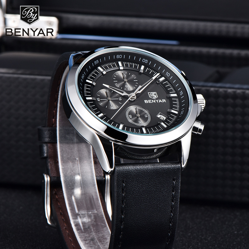 BENYAR Reloj de hombre cronógrafo multifunción calendario deportivo impermeable reloj de cuarzo de negocios BY5210