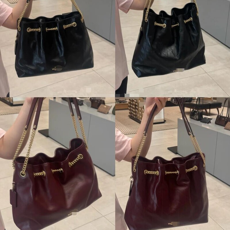 Evelyn Garbage Bag Cross-Border Quilted Chain Fashion Trendy Drawstring Bucket Tote Bag Single Shoulder Women's Bag