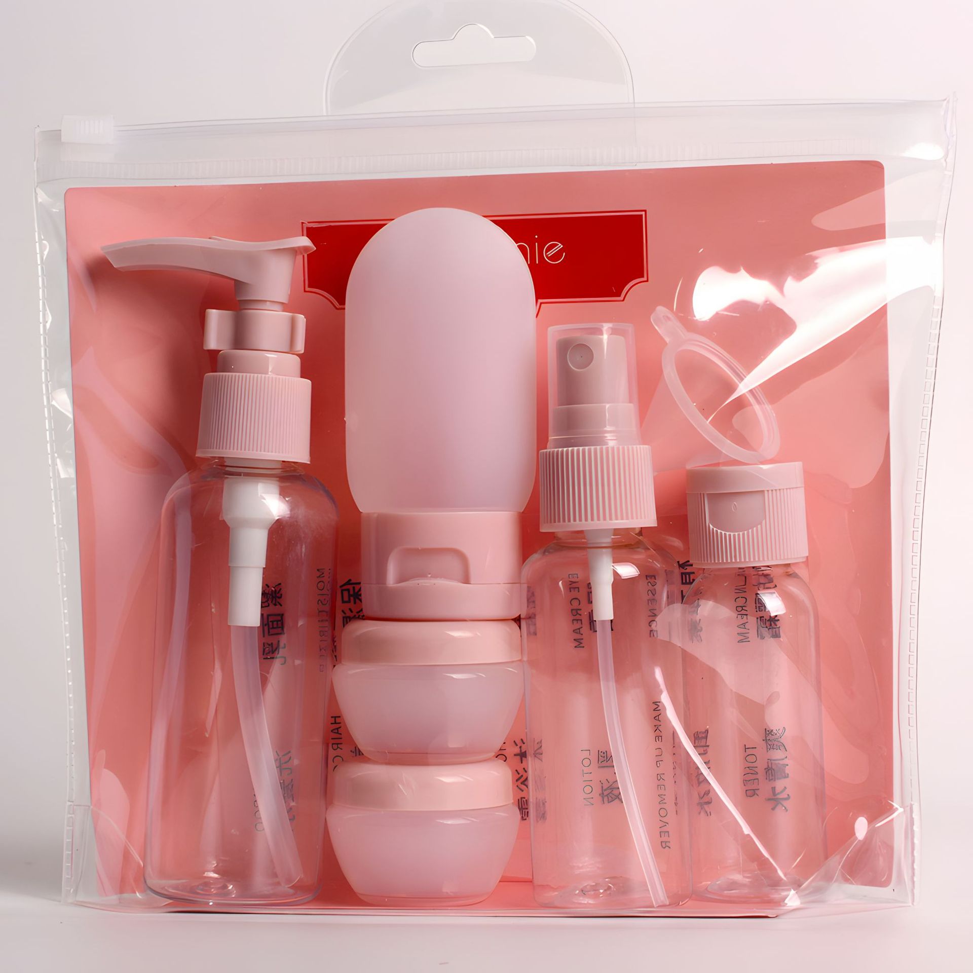 Venta al por mayor de cosméticos, loción de agua, perfume, juego de lavado y almacenamiento, juego de botella de subembalaje de viaje para viajes de negocios