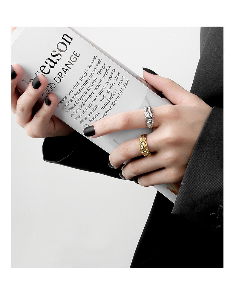 European And American Fashion Irregular Concave Ring Tin Foil Simple Opening Shaped Ring Female Fashion Index Finger Ring display picture 5