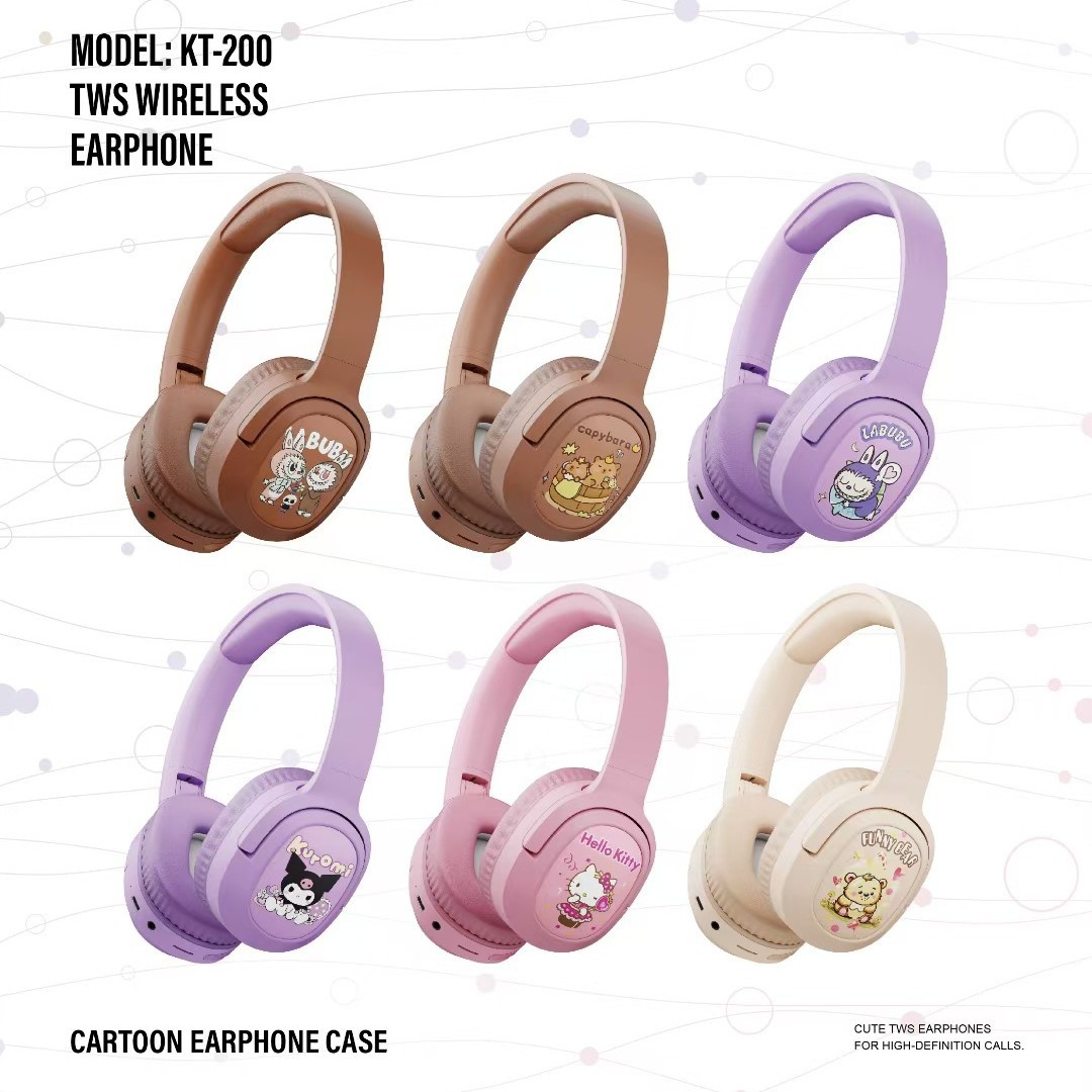 Nuevo KT-200 transfronterizo de celebridades de Internet auriculares Bluetooth patrón de dibujos animados lindo auriculares de aprendizaje para niños al por mayor image 1